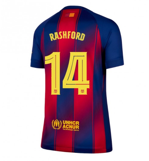 Barcelona Marcus Rashford #14 Domácí Dres pro Dámské 2025-26 Krátký Rukáv Barcelona Marcus Rashford #14 Domácí Dres pro Dámské 2025-26 Krátký Rukáv